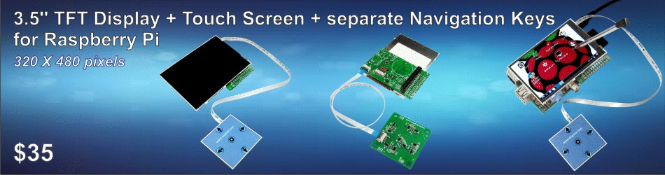 3.5'' TFT Display + Touch Screen + separate Navigation Keys for Raspberry Pi